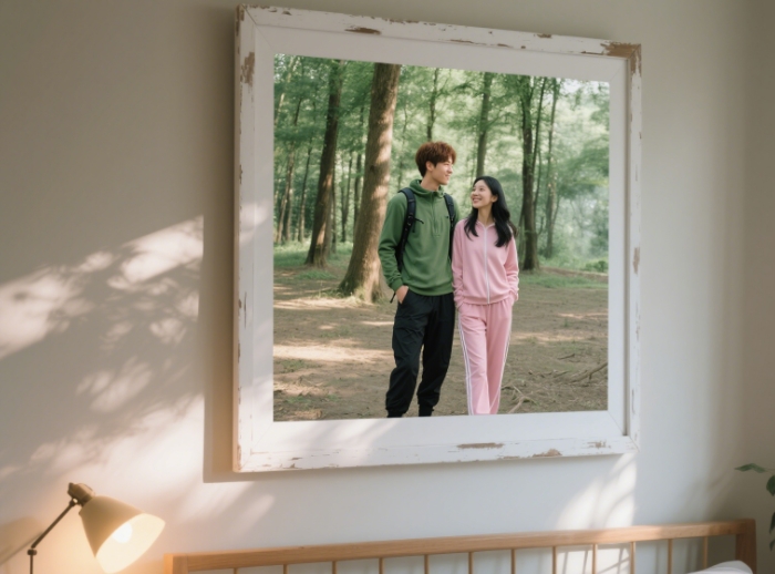 A framed illustration of a couple or a star map