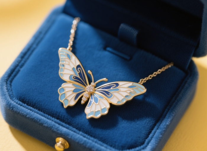Butterfly Wing Enamel Necklace