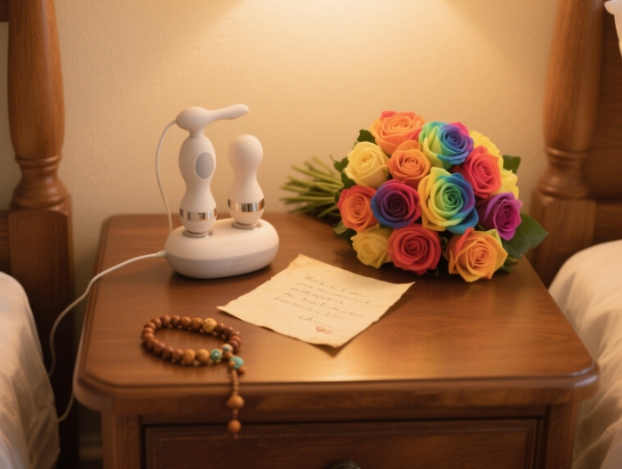 Couple Massager、Rainbow Rose Bouquet、Handwritten Love Letter、Buddhist Bead Bracelet