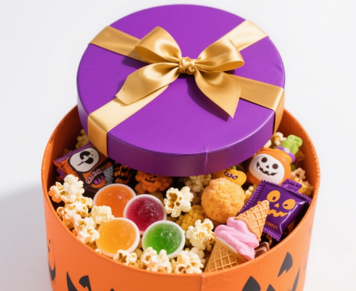 Creative gift box filled with snacks