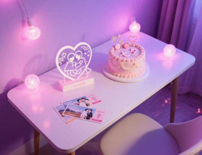 Customized Keepsake、Qixi-Themed Cake、LED Mood Lights、Couple Travel Vouchers