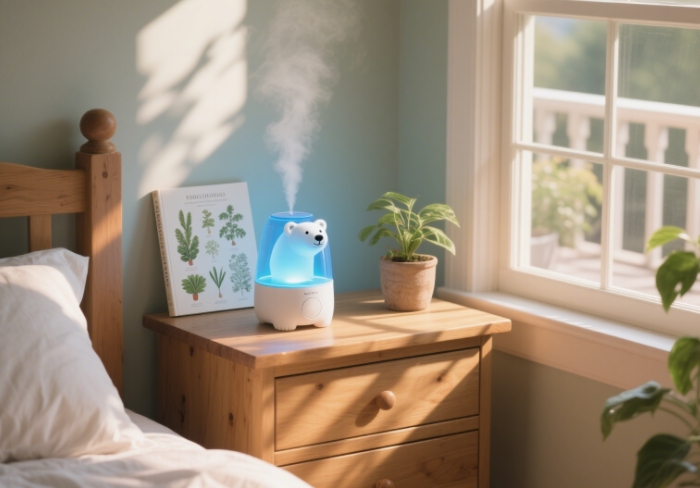 Cute polar bear humidifier gift with night light for better sleep