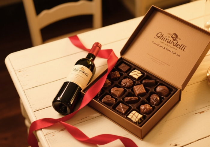 Ghirardelli Chocolate & Wine Gift Set 