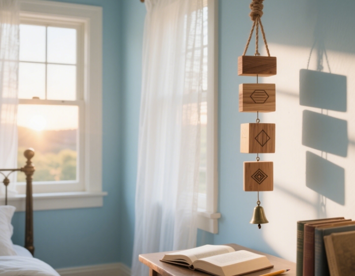 Handmade wooden wind chime gift for relaxation and peaceful home vibes