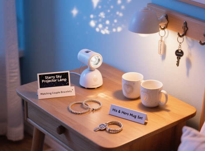 Starry Sky Projector Lamp、Matching Couple Bracelets、His & Hers Mug Set、“Secret Code” Keychains