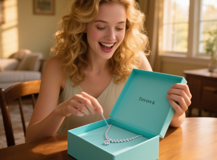 Tiffany blue gift box opened