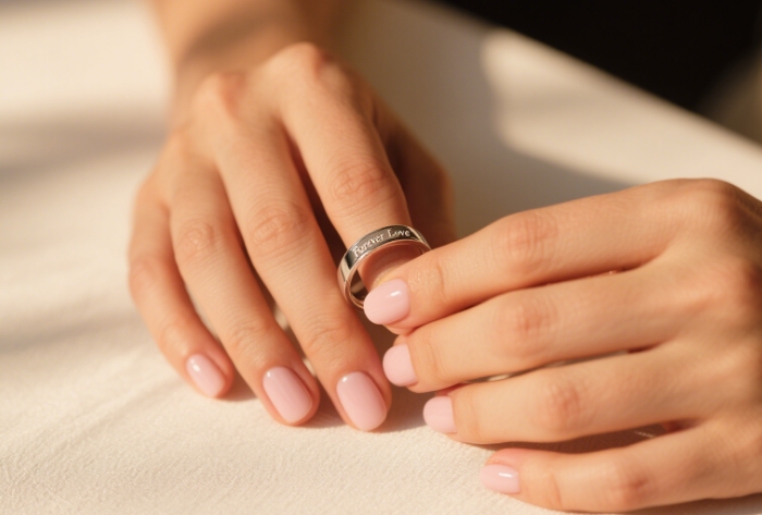 18K gold hidden message ring with personalized engraving for anniversary