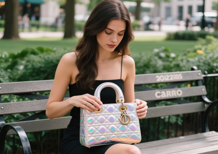 2025 Dior holographic Caro bag, luxury designer purse for fashionable women