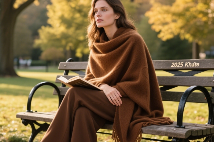 2025 Khaite cashmere wrap in burnt sienna, luxury fashion gift for her