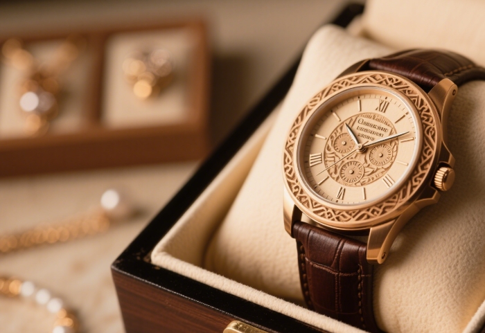 A custom engraved watch with a personalized message