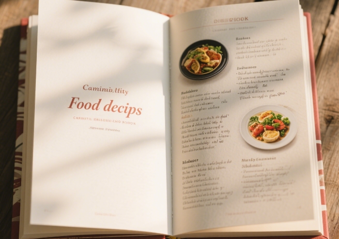 A custom recipe book with recipes and notes