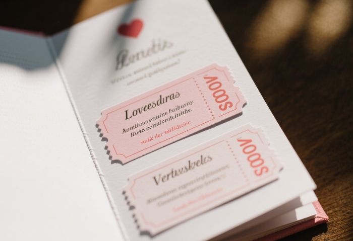 A love coupon book with various coupons