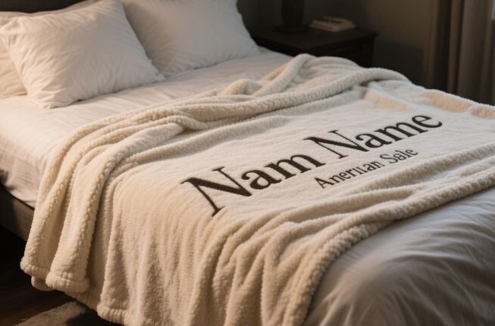 A personalized blanket with a name