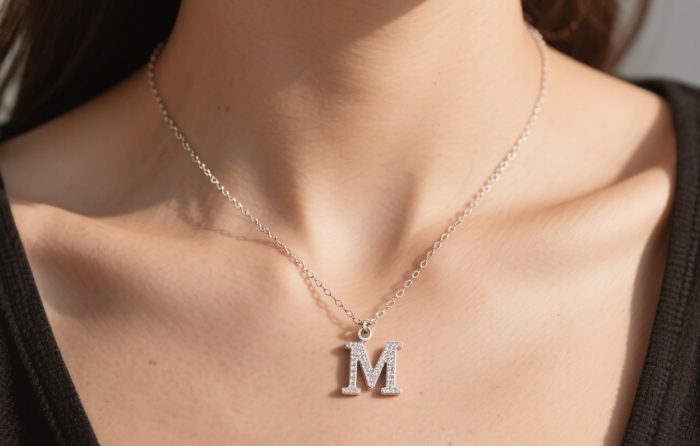 A personalized necklace with initials, a great birthday gift for a long-distance girlfriend