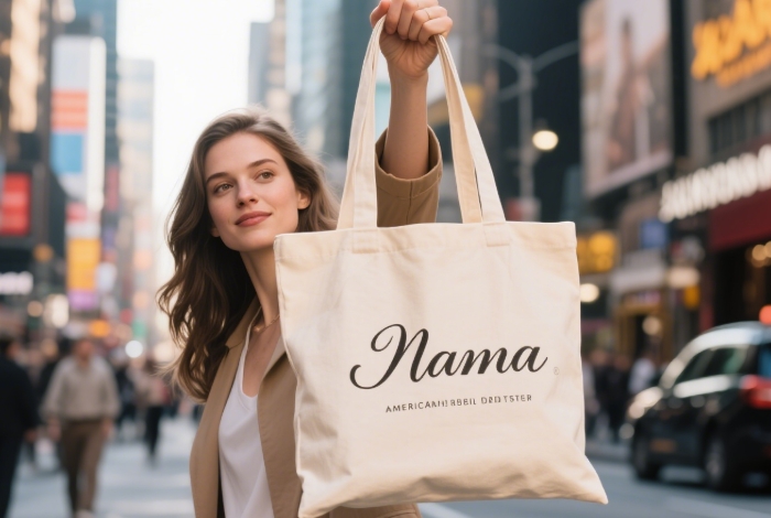 A personalized tote bag with a name