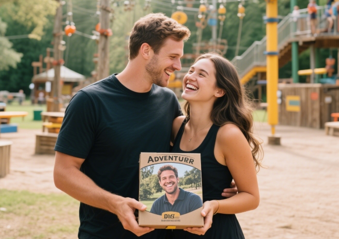 Adventure experience gift for girlfriend with personal photo