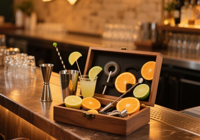 Artisanal mixology kit for crafting anniversary cocktails at home