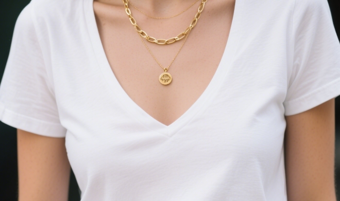 Aurate New York gold necklace styled for everyday elegance