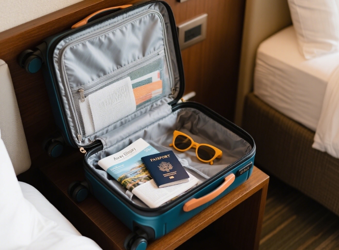 Away Bigger Carry-On with travel essentials for stylish adventures
