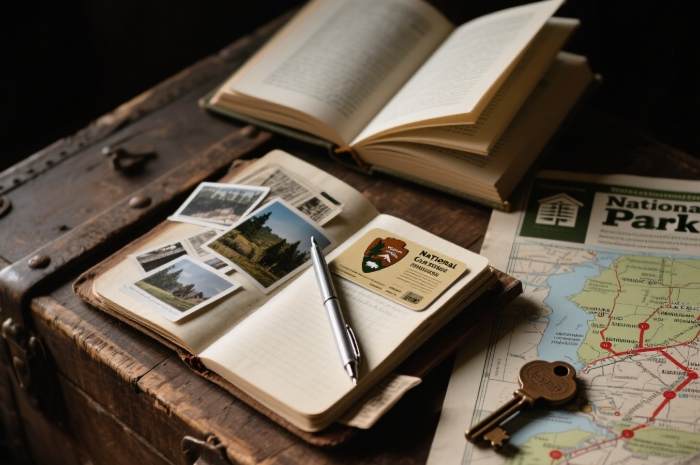 Birthday gift ideas for adventurous girlfriend National Park Pass, travel journal, cabin getaway for exploring nature