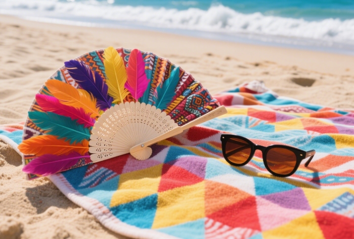 Boho-chic hand fan for stylish summer cooling