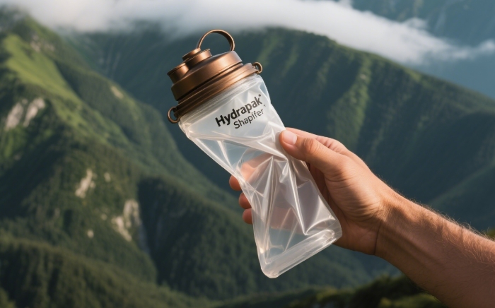 Collapsible water bottle for hiking backpacks