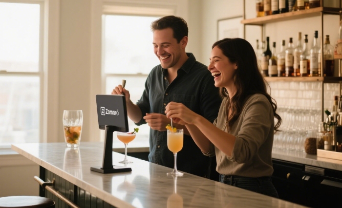 Couple enjoying a virtual Airbnb experience together long-distance