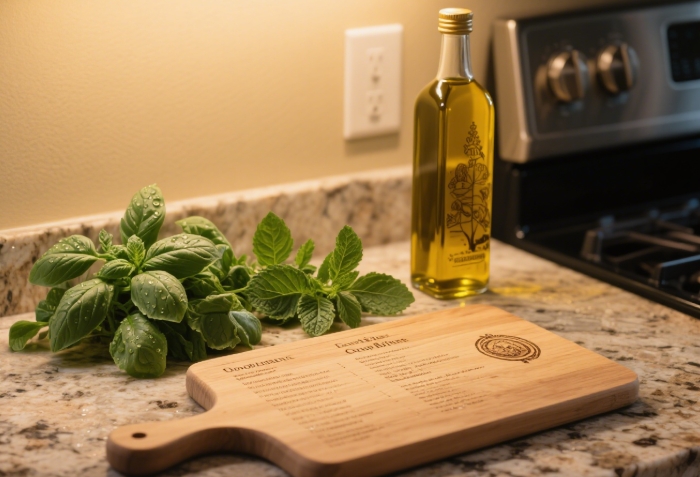 Custom engraved recipe cutting board graduation gift.
