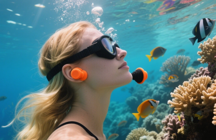Custom-molded scuba ear plugs for comfortable equalizing, essential dive health accessory
