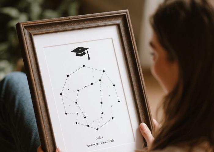 Custom star map graduation gift with constellations.