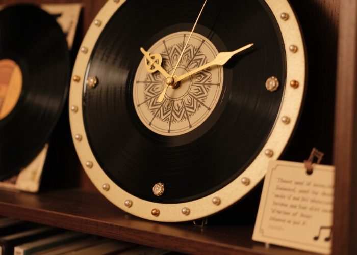 Custom vinyl record clock for music-themed home decor