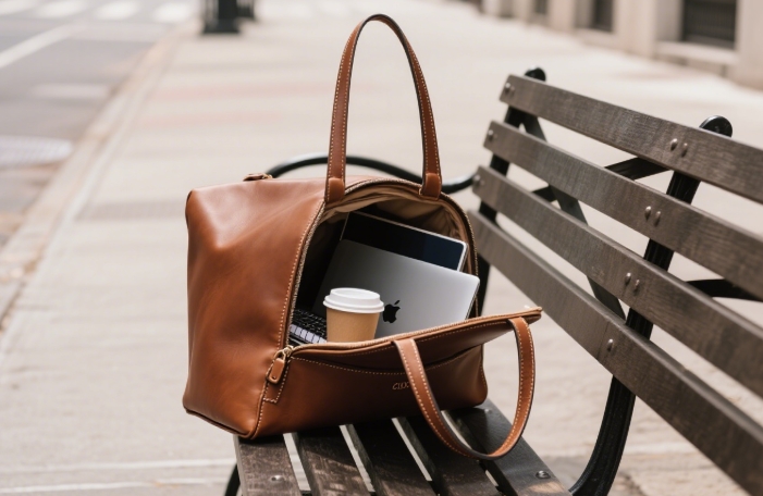 Cuyana leather tote styled for a professional yet chic everyday look