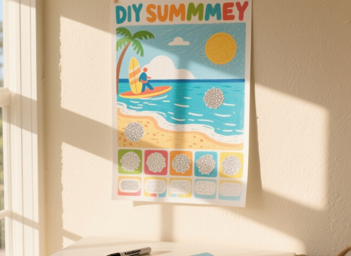 DIY summer bucket list scratch-off poster, interactive 2025 gift for her.