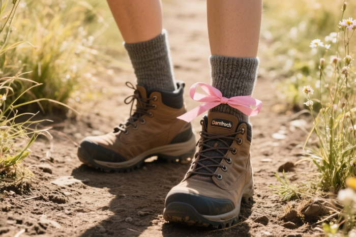 Darn Tough merino wool hiking socks on feet inside boots