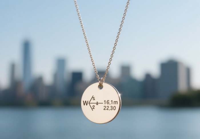 Delicate custom coordinates necklace engraved special location - meaningful romantic travel jewelry gift