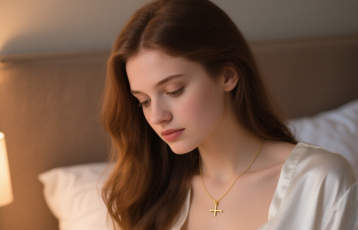 Delicate gold coordinates necklace symbolizing a special long-distance relationship location