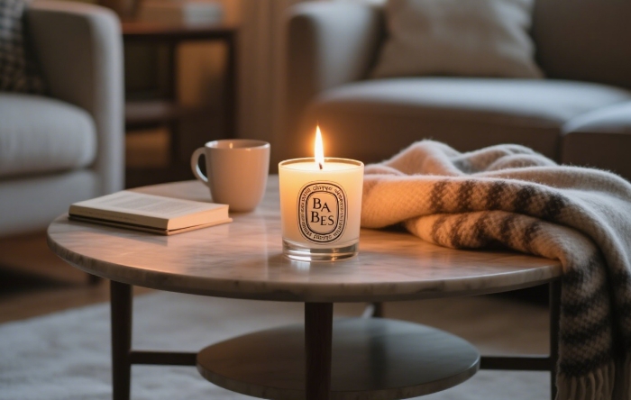 Diptyque Baies candle with warm ambiance for a cozy atmosphere