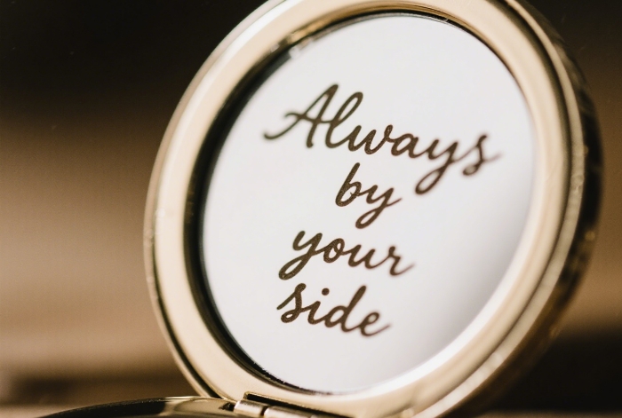 Elegant engraved compact mirror with Always With You message