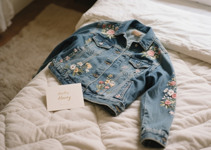Embroidered denim jacket gift