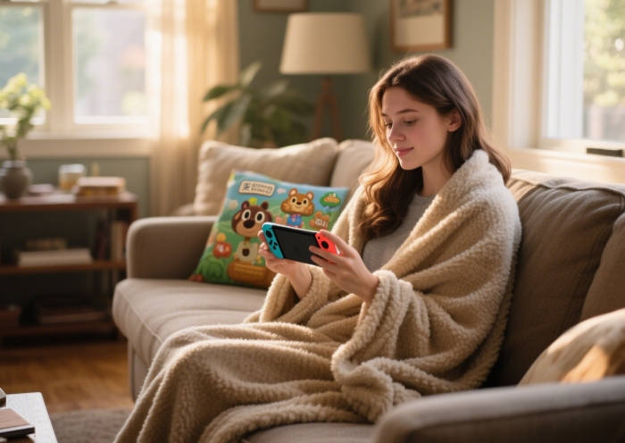 Girlfriend playing Animal Crossing on Nintendo Switch