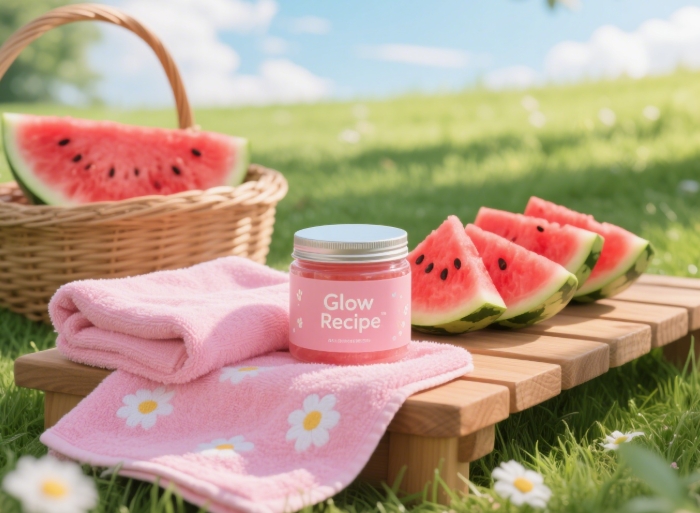 Glow Recipe Watermelon Sleeping Mask for summer exfoliation and hydration, with fresh fruit styling