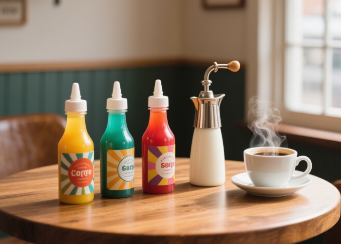 Gourmet coffee syrups and milk frother set cozy home barista gift
