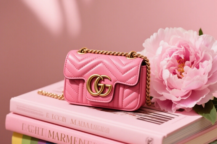 Gucci GG Marmont mini bag in blush pink, luxury summer accessory for feminine style