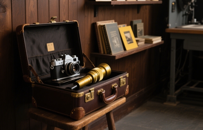 Handmade leather camera bag - luxury gift for professional photographers