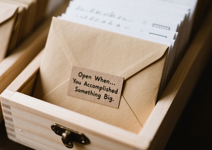Handwritten Open When... letters tied with twine, a thoughtful long-distance anniversary gift idea for her