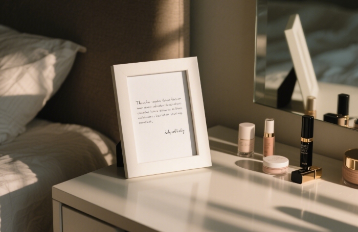 Handwritten heartfelt apology letter visible within a simple modern frame, representing accountability and commitment