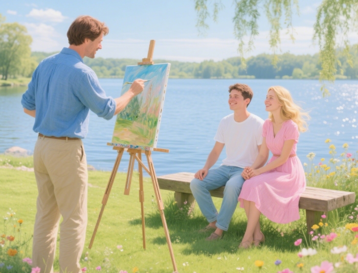 Live couple's portrait painting - unique artistic anniversary gift