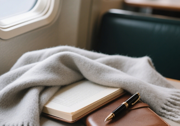 Luxury cashmere travel wrap and leather journal set - romantic practical getaway gift for her