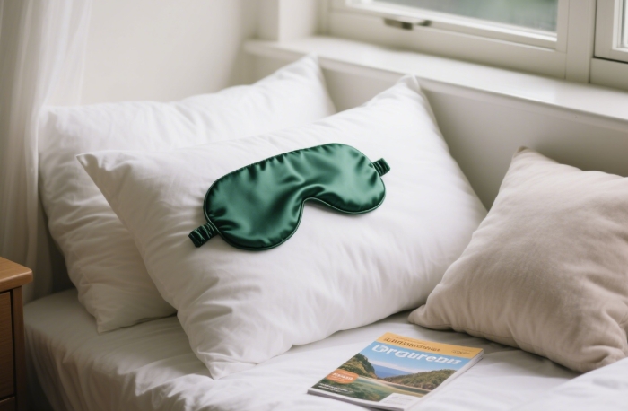 Luxury silk sleep mask for better sleep during bright summer mornings