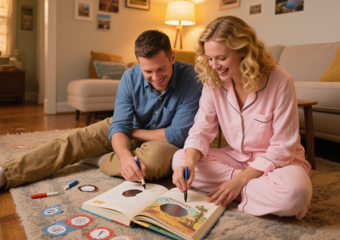 Personalized couples adventure book with scratch-off challenges